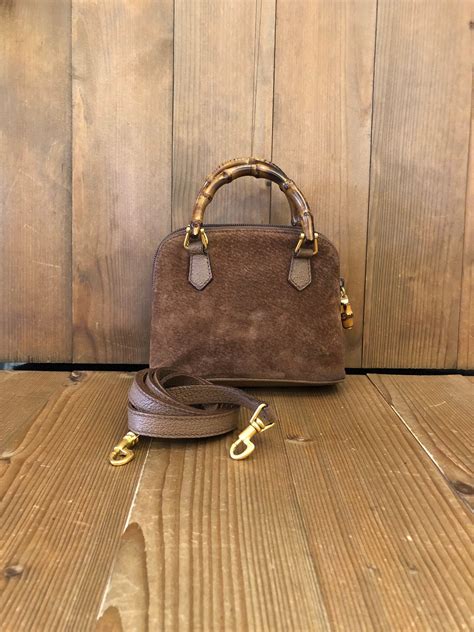 gucci suede bamboo bag